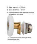 Score These Bad Boy Shower Door Rollers Replacement Kit, smooth white roller with brass shaft for 4-6mm glass doors.