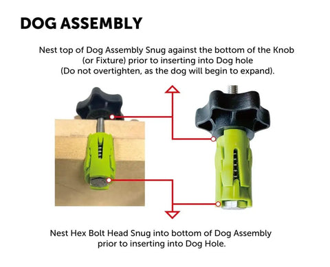 Expandable Bench Dog Clamps For MFT Tables And Workbenches Fits Three Quarter Inch Low Profile Ergonomic Knobs Heavy Duty Hold Down Clamps Pack Of Two dog assembly