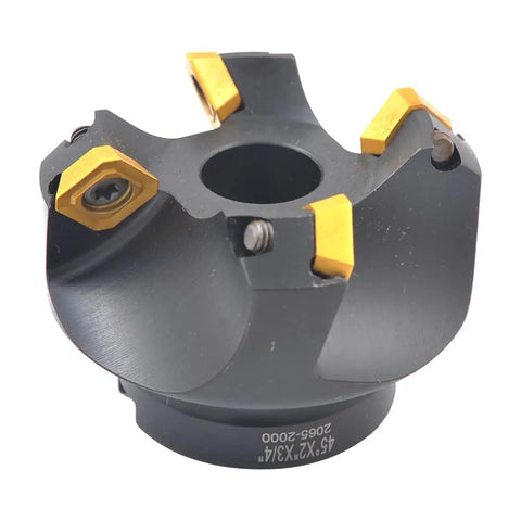 Badass Two Inch Face Mill Cutter With Three Quarter Inch Bore Mount And Razor Sharp Forty Five Degree Indexable Head Built For Lightning Fast Cnc Jobs And No Sweat Metal Removal