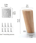 Solid Wood Furniture Legs Set For Beds Desks Chairs And Sofas Eco Friendly Natural Wood Feet With Built In Floor Protection Mat shown with screws