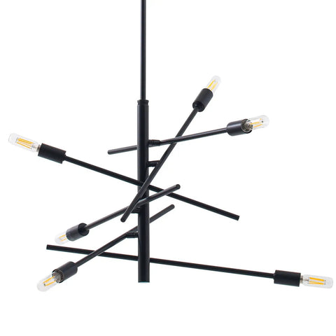 Black Modern Sputnik Chandelier With Adjustable Arms 6 Light Dope Mid Century Ceiling Pendant For Dining Room Kitchen Island Bedroom Or Foyer Easy Install
