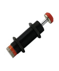 Beefy Adjustable Hydraulic Damper AD2050 for Motion Control with End Stop and Threaded Mount, reduces rebound, black with red top.
