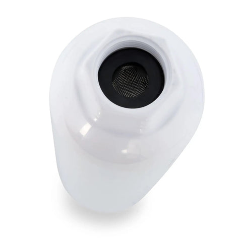Top view of Slick Inline Water Filter With Durable Hose Shield Engineered For Dope Hydroponics Grow Sets and Legit Backyard Gardens.