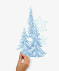 Disney Frozen Wall Decals Set Winter Burst Giant Peel And Stick Decor For Kids Rooms, featuring snow-covered trees and snowflakes