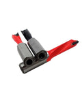 Two center drill bits with red and black protective sleeves and silver metal shanks.