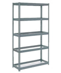 Rock Solid Heavy Duty Boltless Shelving Unit 48 X 18 X 60 Inches Steel Commercial Storage Rack showing six shelves in grey finish.
