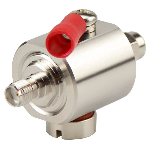 Solid SMA Lightning Arrestor Surge Protector with SMA male to female connector, 0-6 GHz, replaceable gas tube, metal casing