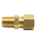 Brass compression tube fitting, adapter, 3/16 in tube to 1/8 in NPT male, side view