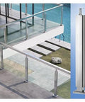 Solid 304 Stainless Steel Railing Post Kit For Decks And Staircases No Sweat Install Gonna Level Up Your Balcony Or Pool Area clean silver mid post by glass railing.
