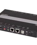 Single Port 4K Displayport Kvm Over Ip Switch providing smooth as silk remote control front view with ports and controls visible.