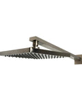 HomeStock Modern Square Solid Brass Shower System with Wall Mount Installation and Brushed Nickel Finish, square shower head detail.
