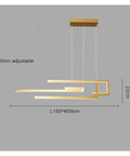 Modern LED Pendant Lamp for Dining Room Kitchen Living Room Bedroom Black Rectangle Dimmable Chandelier, adjustable 100cm length.