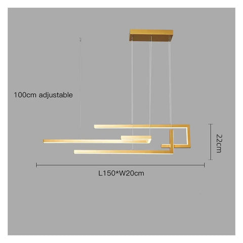 Modern LED Pendant Lamp for Dining Room Kitchen Living Room Bedroom Black Rectangle Dimmable Chandelier, adjustable 100cm length.