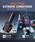 Pro-Grade Dual-Lens Thermal And Visible Imaging Camera with 640x480 infrared and 2MP visible sensor, rugged design, IP54 rated, shown in use.