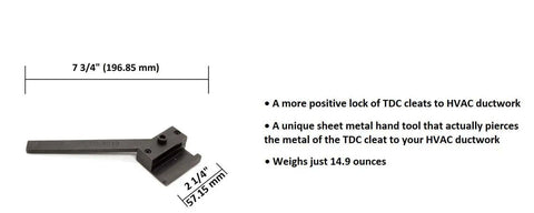 Cleat Lever Lock Tool For HVAC Duct Installations, Easy TDC Cleats Locking Device That Pierces Metal, weighing about one pound