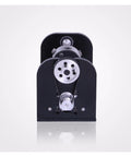Rock Solid CNC Router Rotary Axis Attachment For CO2 Engraver And Laser Cutter showing front view with motor and pulleys.