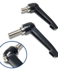 Solid Gauge Steel Seatpost Clamping Lever Handle With Quick Release Knurled Twist Lock Grip And Adjustable Threaded Stud Bolt For Indoor Cycling Exercise Rig Hardware Upgrade, matte black clamping levers with threaded bolts.