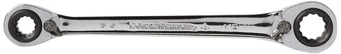 QuadBox 12 Point Reversible Ratcheting Wrench Set With 5/16 In x 3/8 In And 7/16 In x 1/2 In Sizes Flare Nut Ready Heavy Duty Automotive Hand Tool