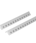 12 Hole L Type Aluminum Beam For Robotics, Pro Grade Built Tough And High Precision DIY Robot Building Components, 12x12x104mm, 2 Pack, Precision Drilled Holes For Easy Alignment And Strong Auto Projects. Two anodized aluminum L-profile beams with 12 holes each.