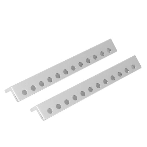12 Hole L Type Aluminum Beam For Robotics, Pro Grade Built Tough And High Precision DIY Robot Building Components, 12x12x104mm, 2 Pack, Precision Drilled Holes For Easy Alignment And Strong Auto Projects. Two anodized aluminum L-profile beams with 12 holes each.
