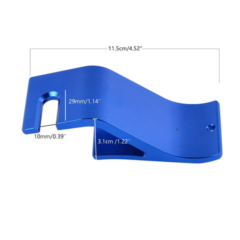 Blue valve tool from 14.5 Inch Tire Spoons Kit for motorcycles, dirt bikes, and more, with precise dimensions shown.