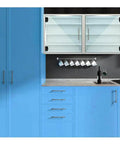 No Open Glass Door Hinge For Bookcases And Cabinets, 90 Degree Zinc Alloy Clip Hinge on blue kitchen cabinets