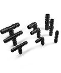 Durable PE Irrigation Pipe Fittings Kit 16mm 20mm 25mm Tee Straight Elbow Plug For Greenhouse Sprinkler Hose Connectors 50 Pieces No Hassle Setup Easy Install black PE hose fittings set