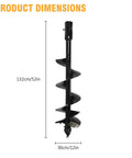 12 Inch By 52 Inch Spiral Excavator Auger With Two Inch Hex Connection showing product dimensions