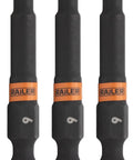 Precision Cut Spanner Six Security Bits Two Inch Length S2 Steel Build set of three black bits with snake eye pattern
