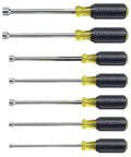 Nut Driver Set With Cushion Grip And Chrome Plated 6 Inch Shafts, 7 Piece Includes Sizes 3/16, 1/4, 5/16, 11/32, 3/8, 7/16, 1/2 Inch