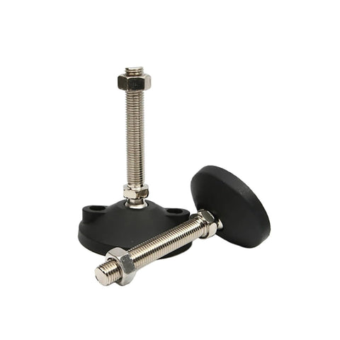Beefy Adjustable Furniture Leveling Feet With Swivel Base And Tilt Joint Compatible M8 M10 M12 Screws shown from multiple angles.