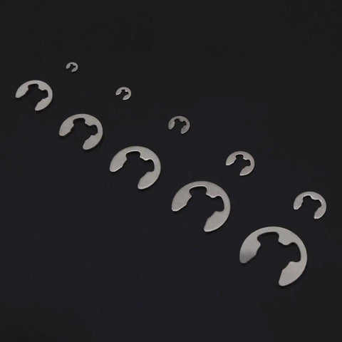 Heavy Duty E Clip Retaining Clip Kit For Gears Pulleys Axles And Engines, Heat Treated 304 Stainless Steel External Circlips, 200 Piece Assortment From 1.5mm To 10mm, Ideal For Locking Mechanisms And Anti Walk Washers.