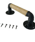 Barn Sliding Door Rope Handle In Black, Vintage Wrought Iron Style Pull, Antique Look, 280mm Length with screws