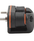 Side view of black Beefy Quick Release Rope Cleat For Boats With Marine Grade Cam Cleat And Ball Bearing Action, dual bolts visible.