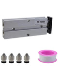 10Mm Bore 50Mm Stroke Aluminum Pneumatic Air Cylinder, Double Acting, Anti Rust Aluminum Alloy Construction shown with fittings