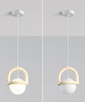 HLRCB Indoor Pendant Light, Cream White, Globe Shade Suspended Mount with geometric design and soft globe shade.