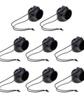 Scuba Tank Valve Cover Caps Kit For York A-Clamp Cylinders 8 Pack PVC Valve Protectors with Retainer Cord, angled view