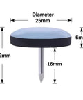 Heavy Duty Chair Leg Floor Protectors And Furniture Sliders With Bumper Glides For Hardwood Surfaces, 25mm diameter size.