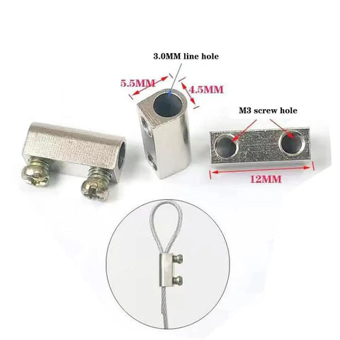 20 Pieces Upgraded Wire Rope Cable Clamps With 3mm Wire Holes For Single And Multi Cable Runs Twelve By Five Point Five Millimeter Clip M3