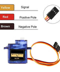 Two Pack SG90 9g Micro Servo Motors For RC Helicopters Planes Boats And Robots Ideal For Arduino And Raspberry Pi, wiring diagram visible.