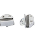 No Drilling Glass Door Hinges With Zinc Alloy Single Clamp Pivot for bathroom kitchen shower cabinet doors, side view