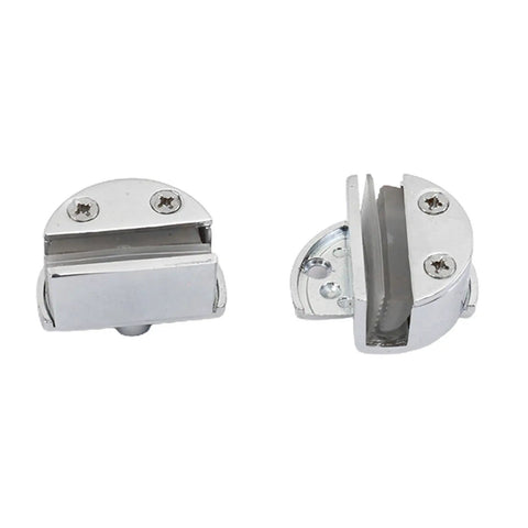 No Drilling Glass Door Hinges With Zinc Alloy Single Clamp Pivot for bathroom kitchen shower cabinet doors, side view