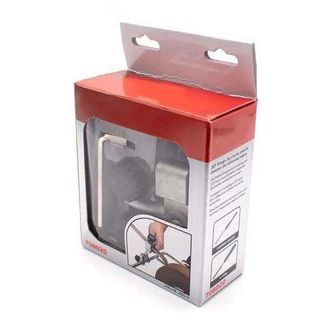 Slick Wood Turning Tool Sharpening Jig For Water Cooled Grinder and Workshop Lathe in a retail box, demonstrating packaging and contents.