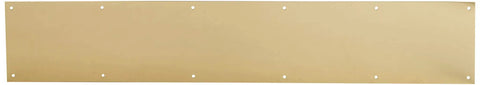6x34 Kick Plate in Bright Brass for Exterior or Interior Doors, Heavy Duty Steel Surface, Classic Brass Finish, Easy Install