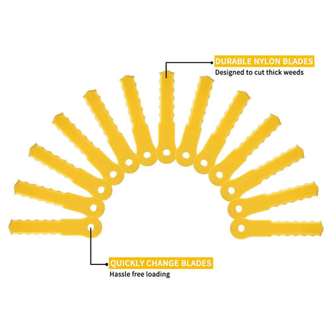 30 Pcs Replacement Blades For Weed Warrior Push-N-Load 3 Blade Trimmer Head And Pivotrim Hybrid 2-N-1 Head PA6 Nylon
