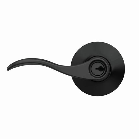 Accent Door Lever With Keyed Entry Lock In Matte Black Easy Install No Brainer Security For Front Or Back Doors Durable Steel
