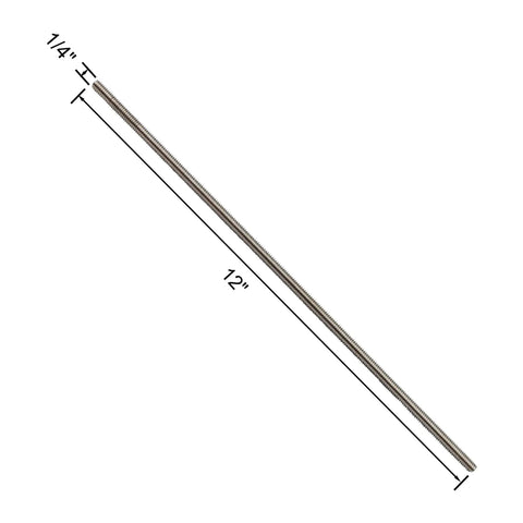 12 Inch Stainless Steel Threaded Rods Set Of 4 1/4-20 All Threaded Rods for Heavy Duty Built Tough Corrosion Resistant Fastening Projects