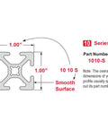 Diagram of 1 Inch By 1 Inch T Slot Aluminum Extrusion 10 Series 1010 For DIY Linear Rails And Framing, 89 Inch Length, Smooth Clear Anodized Finish
