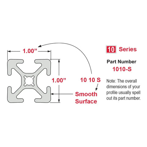 1 Inch By 1 Inch T Slot Aluminum Extrusion 10 Series Do It Yourself Modular Linear Rail Bar 80 20 Heavy Duty Smooth Clear Anodized Finish 36 Inch Long For CNC Projects Robotic Frames And DIY Builds, 1x1 profile diagram