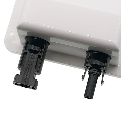 Double Cable Solar Cable Entry Gland for Roofs and Decks Weatherproof UV Resistant ABS Housing Lets Two Wires Pass Through a Single Roof Entry Easy Install For RV Boat Camper Van Marine Solar Installations 10AWG 0.33 ft on white roof mount
